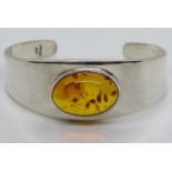 Silver and Amber adjustable bangle 30.6g