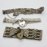 3x silver gate bracelets 52g total weight