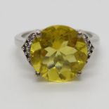 Golden Flourite and White Topaz Silver Ring Size P