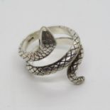 Silver snake design ring size M 6.6g