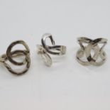 3x fancy silver rings 2x size Q and 1x size R 19.8g total weight