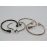 4x silver adjustable bangles 52.2g