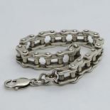 Silver industrial style bike chain bracelet 68.9g