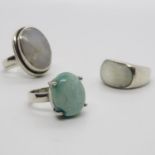 Trio of Silver Rings with Stones Sizes n x2 and L 26.6g total weight