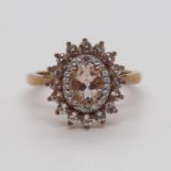 Zambezia Morganite and White Topaz Ring Size N