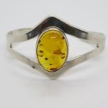 Silver and Amber adjustable bangle 32g