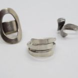 Trio of Silver Rings Sizes M, P and Q 24.8g total weight