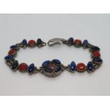 Silver and coloured stone bracelet 20g