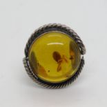 Silver ring with Amber size P 8.3g