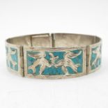Silver and turquoise stone bangle 29.2g