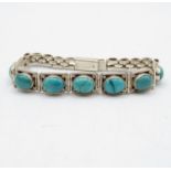 Silver and turquoise bracelet 7.5" long 23.6g
