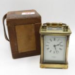 Boxed Carriage clock with outer carry case by Mappin and Webb