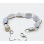 Banded agate and silver bracelet 7" long 19g