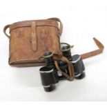 Set of Military binoculars in leather case with Crows Foot