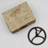 French box with original seals containing a miniature 3" diameter bronze sundial