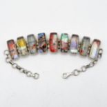 Silver and art glass Artisan bracelet 46.3g