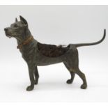 Marked Bergman cold painted bronze dog with hog hair back 7" long x 6" high