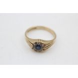 9ct gold vintage sapphire & diamond fancy ring (2.7g) size O