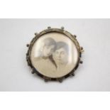 Antique Sterling Silver Photo Locket Brooch