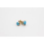 9ct gold turquoise stud heart earrings (0.6g)