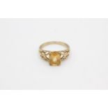 9ct gold vintage citrine solitaire signet ring (2.5g) size O