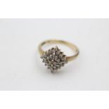 9ct gold vintage diamond rhombus design ring (2.8g) size O