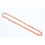 9ct gold coral bead necklace (10.9g)