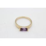 9ct gold modernist amethyst solitaire ring (2.2g) Size P