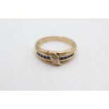 9ct gold sapphire & diamond dress ring (3.3g) Size O