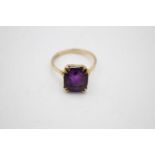 9ct gold vintage amethyst solitaire cocktail ring (3.1g) Size O