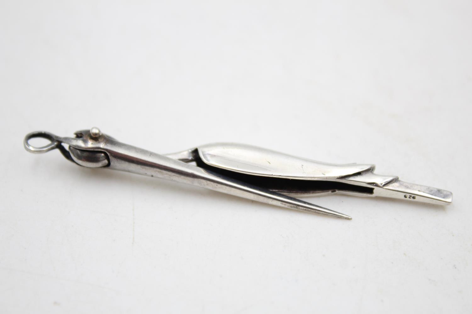 Antique / Vintage Stamped .925 STERLING SILVER Novelty Pelican Toothpick (5g) - Bild 4 aus 4