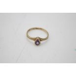 9ct gold vintage amethyst solitaire dress ring (1.5g) Size N
