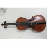 Beautiful old violin with button to base of neck - label inside Bernard FENDT Innsbruck - full