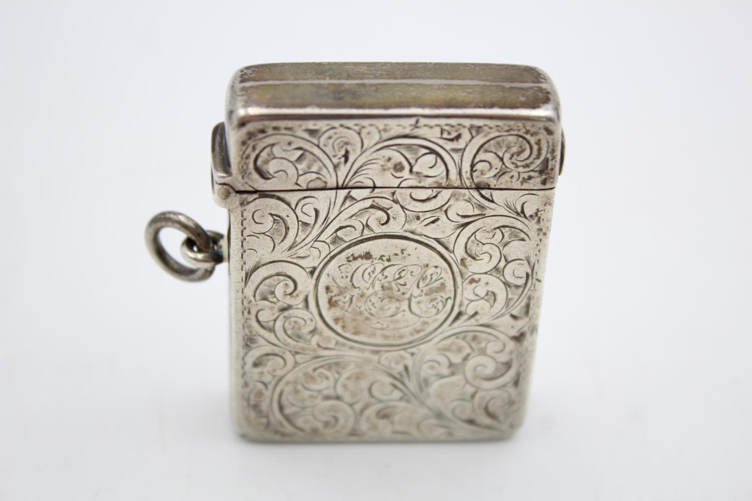 Antique Victorian Hallmarked 1895 Chester STERLING SILVER Vesta Case (35g)