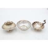 3 x Antique / Vintage Hallmarked .800 & .925 STERLING SILVER Salt Dishes (52g)