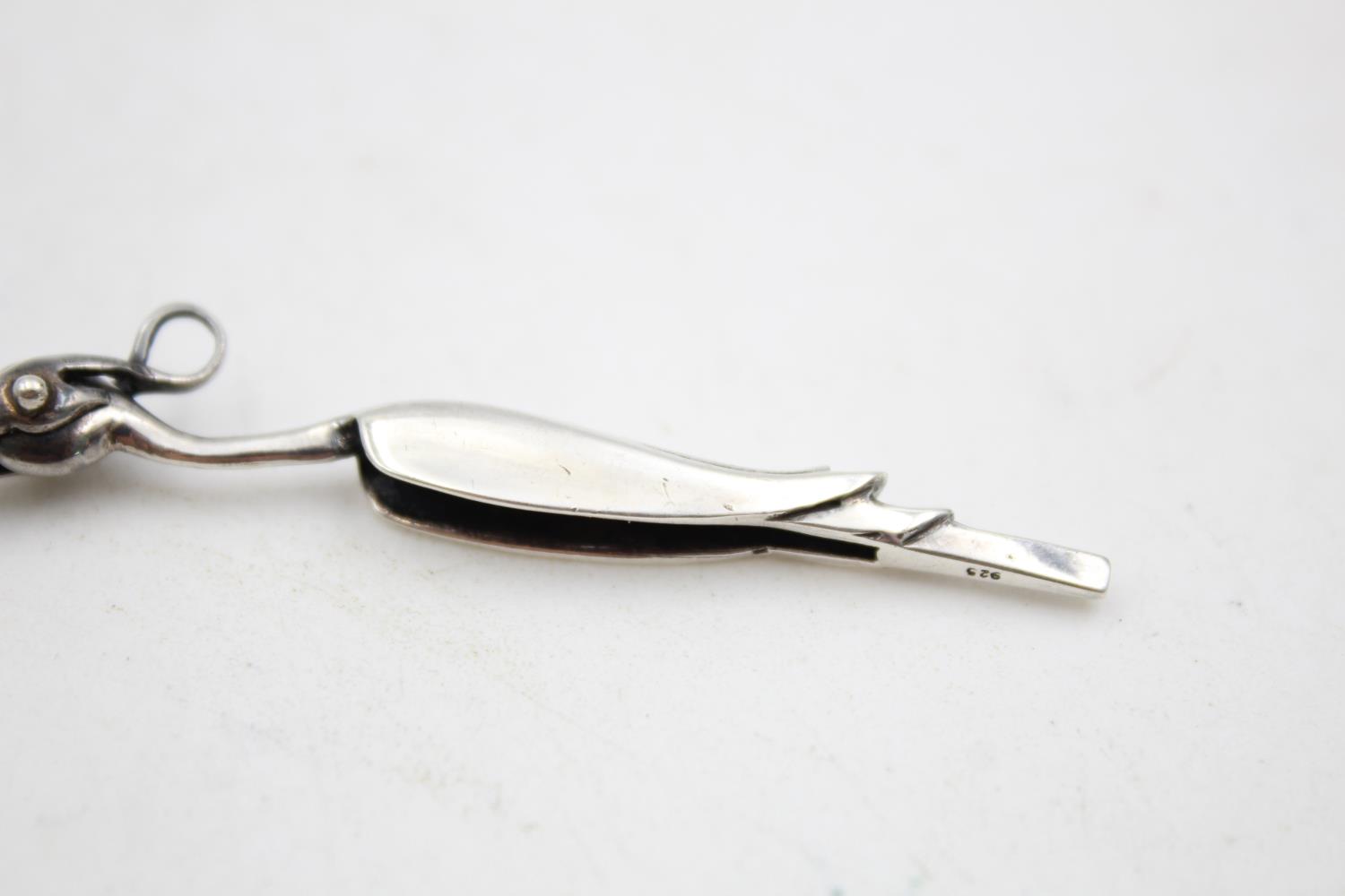 Antique / Vintage Stamped .925 STERLING SILVER Novelty Pelican Toothpick (5g) - Bild 2 aus 4