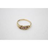 9ct gold diamond and ruby ring (2.7g) Size P