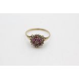 9ct gold vintage ruby & diamond double halo ring (1.7g) Size N