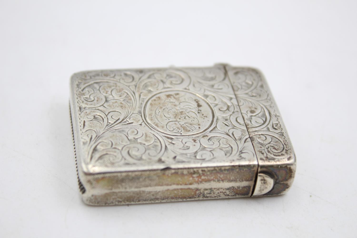 Antique Victorian Hallmarked 1895 Chester STERLING SILVER Vesta Case (35g) - Bild 2 aus 5