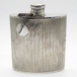 HM silver hip flask holds liquid - no holes but has a few dings 138g