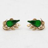 Pair of jadeite and 9ct gold earrings 2.7g