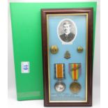 Pair of WWI medals with associated research - Medals are framed - Surgeon Young