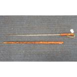 Bamboo Victorian Swordstick with silver HM top