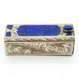 Silver and enamel lipstick holder with mirror