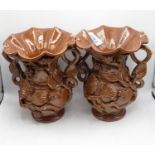 2x salt glazed stoneware continental pots 8" tall
