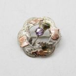 Silver gold and amethyst Scottish brooch
