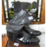 Set of Military riding boots size 9 marked 'Trickers' with spur locked in back of heel - also