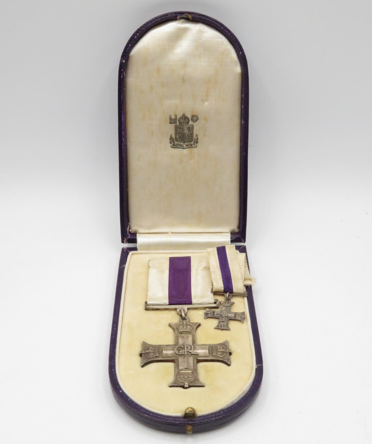 WWII Military Cross and miniature in original box awarded to Philip Douglas Ronald Kindelsley, a