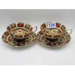 2x Royal Crown Derby 1128 tea cups and saucers