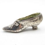 Early HM Birmingham silver shoe pin cushion